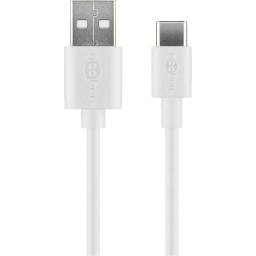 USB-C-uros/USB-A-uros lataus/dat a 2 m, valkoinen  bulk