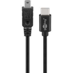 USB-välij B5-mini-uros/C-uros 0,5m musta