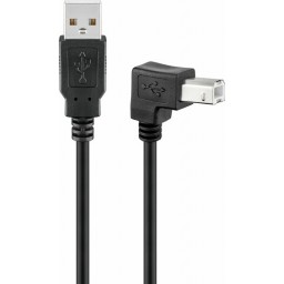 USB-A-uros/USB-B-uros 90° välijo hto 0,5m 2.0 musta bulk