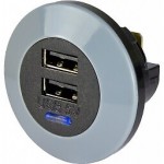 USB-laturi 9-32V -> USB 5V 3A 2xUSB edestä asennettava
